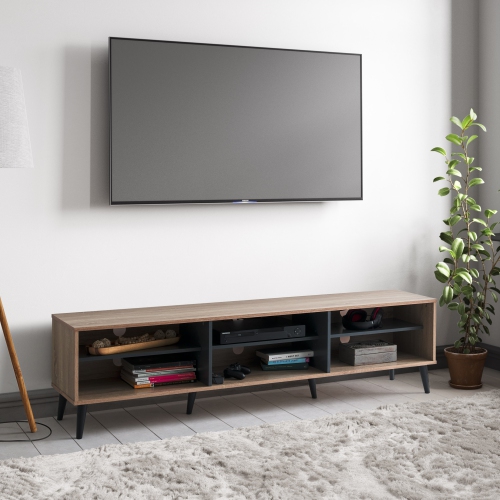 Image 1 de 9.. Meuble pour téléviseur moderne avec tablettes ouvertes Cole de CorLiving, téléviseurs jusqu'à 85&nbsp;po