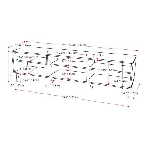 Meuble pour téléviseur moderne avec tablettes ouvertes Cole de CorLiving, téléviseurs jusqu'à 85&nbsp;po