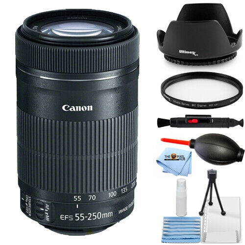 Canon EF-S 55-250mm f/4-5.6 IS STM Lens 8546B002 - 7PC Accessory