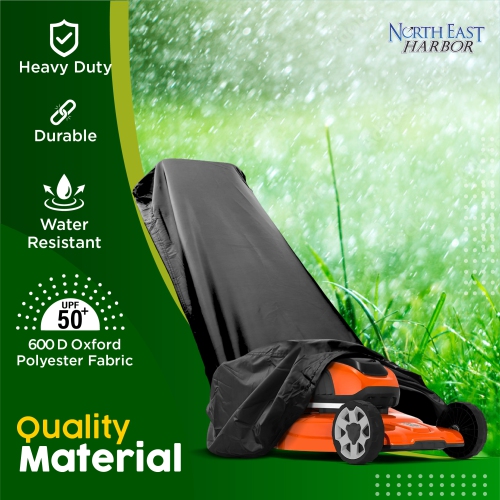 Lawn Mower Cover, Marine Grade 600D, Push Mower Cover, Outdoor Storage Lawn Mower Cover Waterproof Heavy Duty, UV Protection Universal Push Lawn