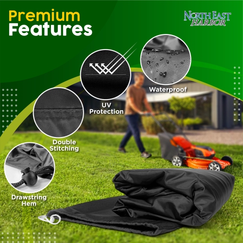 Lawn Mower Cover, Marine Grade 600D, Push Mower Cover, Outdoor Storage Lawn Mower Cover Waterproof Heavy Duty, UV Protection Universal Push Lawn