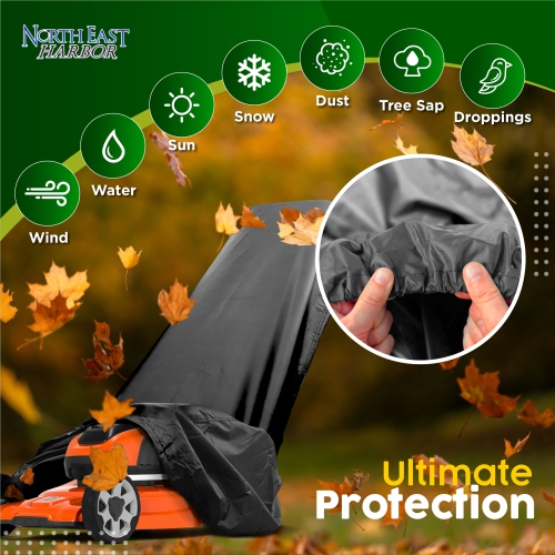 Lawn Mower Cover, Marine Grade 600D, Push Mower Cover, Outdoor Storage Lawn Mower Cover Waterproof Heavy Duty, UV Protection Universal Push Lawn