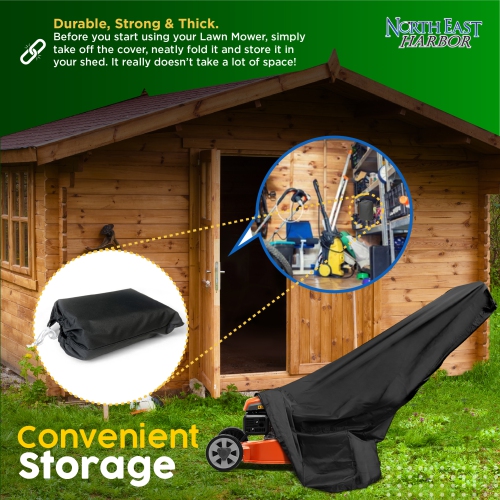 Lawn Mower Cover, Marine Grade 600D, Push Mower Cover, Outdoor Storage Lawn Mower Cover Waterproof Heavy Duty, UV Protection Universal Push Lawn