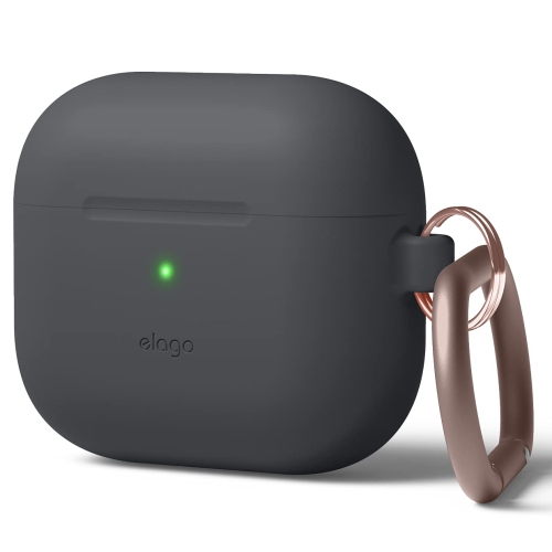 Étui en silicone Elago compatible avec les AirPods 3ᵉ génération - Mousqueton inclus, prise en charge du chargement sans fil, résistant aux chocs,