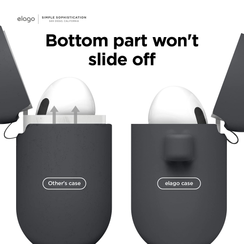 Étui en silicone Elago compatible avec les AirPods 3ᵉ génération - Mousqueton inclus, prise en charge du chargement sans fil, résistant aux chocs,