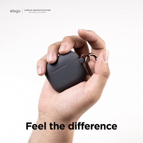 Étui en silicone Elago compatible avec les AirPods 3ᵉ génération - Mousqueton inclus, prise en charge du chargement sans fil, résistant aux chocs,