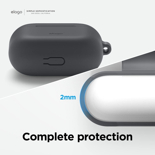 Étui en silicone Elago compatible avec les AirPods 3ᵉ génération - Mousqueton inclus, prise en charge du chargement sans fil, résistant aux chocs,