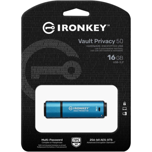 Clé USB 3,2 type A 16&nbsp;Go de 1 génération IronKey Privacy 50 de Kingston