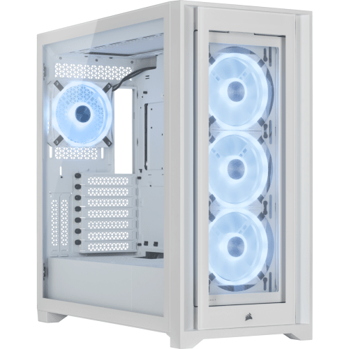 CORSAIR  Icue 5000X RGB Ql USB 3.0 Tempered Glass Mid-Tower Atx 4 Fan PC Case (Cc-9011233-Ww) In White