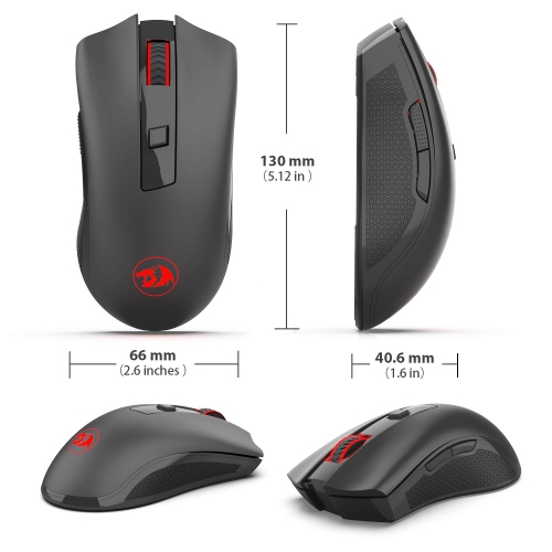 Redragon M652 Optical 2.4G Wireless Mouse with USB Receiver, 2400 DPI Portable Gaming & Office Mice, 5 Adjustable DPI Levels, 6 Buttons for Desktop,