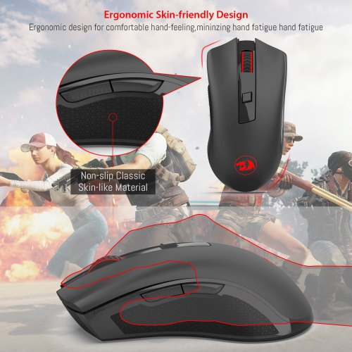 Redragon M652 Optical 2.4G Wireless Mouse with USB Receiver, 2400 DPI Portable Gaming & Office Mice, 5 Adjustable DPI Levels, 6 Buttons for Desktop,