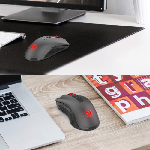 Redragon M652 Optical 2.4G Wireless Mouse with USB Receiver, 2400 DPI Portable Gaming & Office Mice, 5 Adjustable DPI Levels, 6 Buttons for Desktop,