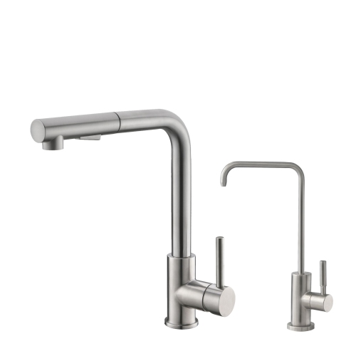 K130SK147S Single Handle Pull Down Kitchen Faucet with Cold Water Tap in Stainless Steel