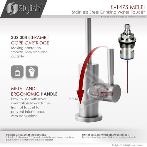 K130SK147S Single Handle Pull Down Kitchen Faucet with Cold Water Tap in Stainless Steel