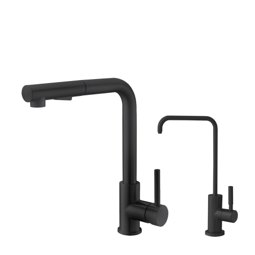 STYLISH  K130Nk147N Single Handle Pull Down Kitchen Faucet With Cold Water Tap In In Black