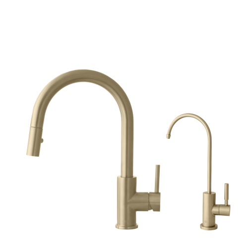 K131GK142G Single Handle Pull Down Kitchen Faucet with Cold Water Tap in Gold