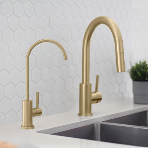 K131GK142G Single Handle Pull Down Kitchen Faucet with Cold Water Tap in Gold