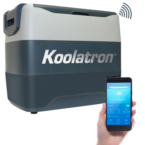 Koolatron 12 Volt Portable Freezer/Refrigerator w/ Bluetooth 54 qt, 12V DC/110V AC Cords, Gray