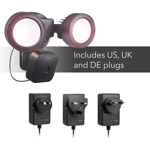 Wasserstein 3-in-1 Plugged-in Floodlight, Charger, and Mount with 24.6ft(7.5m) External Adaptor for Blink Outdoor/XT2/XT - 2000 Lumens, AC 110-220V