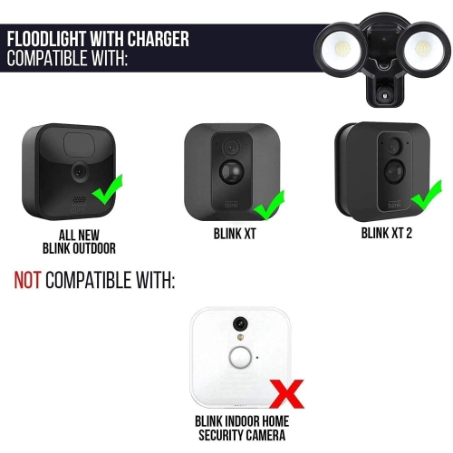 Wasserstein 3-in-1 Plugged-in Floodlight, Charger, and Mount with 24.6ft(7.5m) External Adaptor for Blink Outdoor/XT2/XT - 2000 Lumens, AC 110-220V