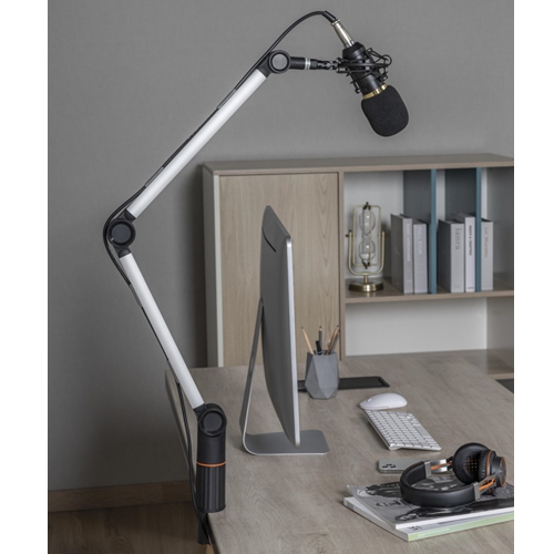 360º Rotatable Desk Mounted Professional Microphone Boom Stand , Gaming Live Streaming Arm Stand Spring-Assisted Desk Included 3/8” to 5/8” adapter