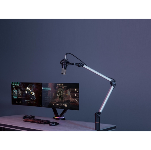 360º Rotatable Desk Mounted Professional Microphone Boom Stand , Gaming Live Streaming Arm Stand Spring-Assisted Desk Included 3/8” to 5/8” adapter