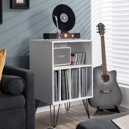 Gymax File Cabinet W/ Split Storage Standing Display Bookshelf Bedroom White