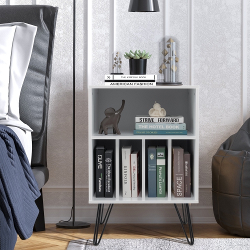 Gymax File Cabinet W/ Split Storage Standing Display Bookshelf Bedroom White