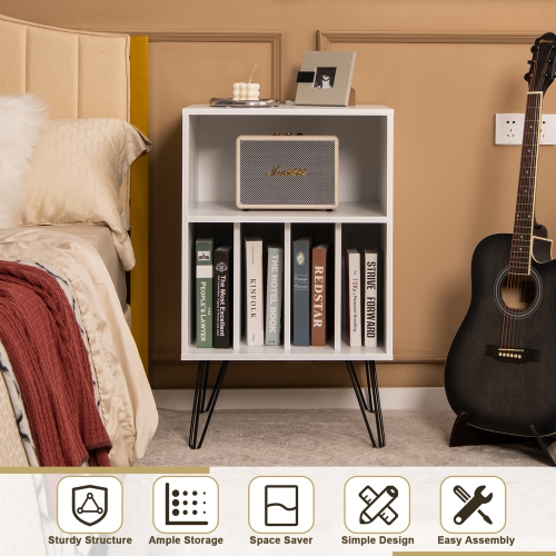 Gymax File Cabinet W/ Split Storage Standing Display Bookshelf Bedroom White