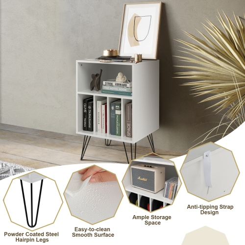 Gymax File Cabinet W/ Split Storage Standing Display Bookshelf Bedroom White