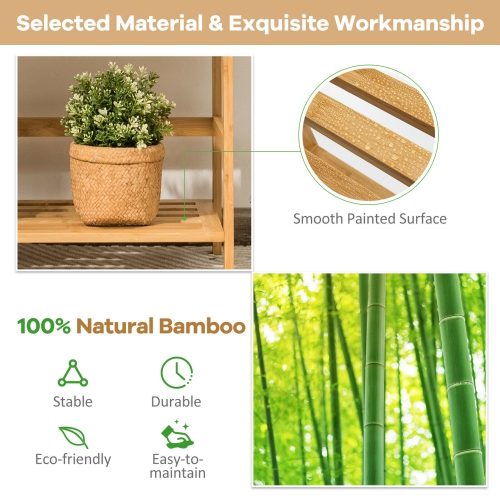 Gymax 4-Tier Bookshelf Bamboo Ladder Shelf Bathroom Shelves Storage Plant Stand Rack