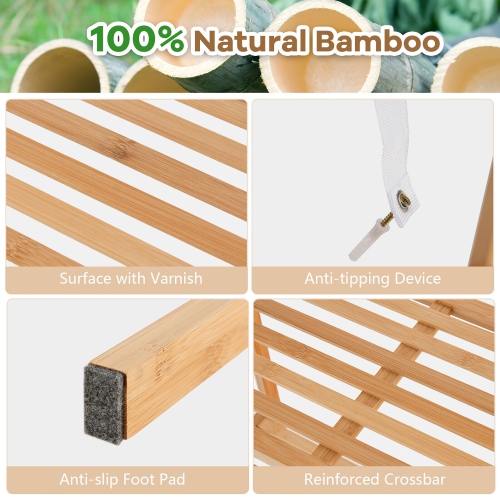 Gymax 4-Tier Bamboo Ladder Bookshelf 58'' Display Shelf Storage Rack Plant Flower Stand