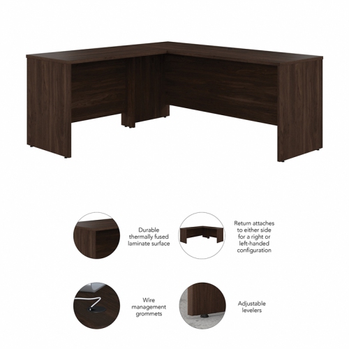 Studio C 72W L Shaped Desk with 42W Return in Black Walnut - Engineered Wood