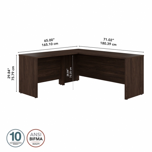 Studio C 72W L Shaped Desk with 42W Return in Black Walnut - Engineered Wood