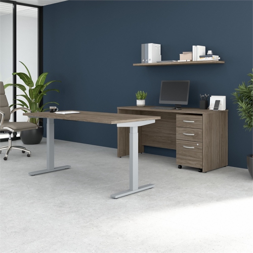 Studio C 60W Adjustable Standing Desk Set in Modern Hickory - Engineered Wood