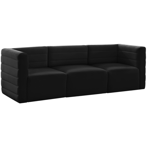 MERIDIAN FURNITURE  Quincy Velvet Modular Sofa In Black