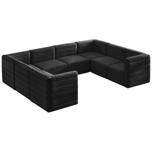 MERIDIAN FURNITURE  Quincy Black Velvet Modular Sectional