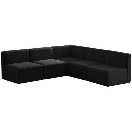 MERIDIAN FURNITURE  Quincy Black Velvet Modular Sectional