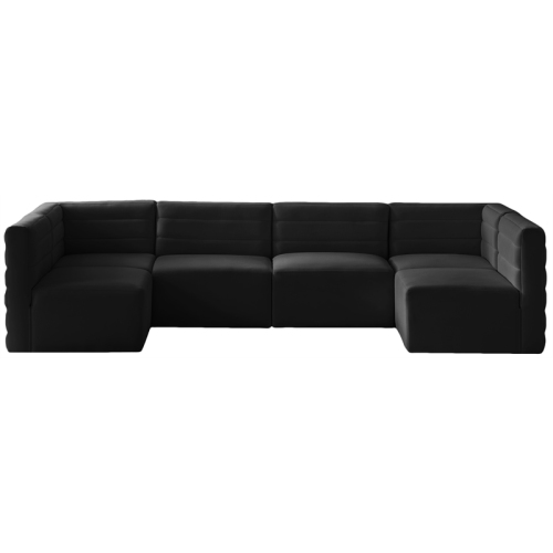 MERIDIAN FURNITURE  Quincy Black Velvet Modular Sectional