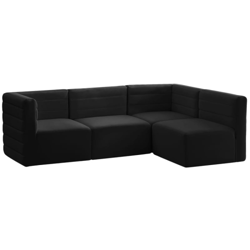 MERIDIAN FURNITURE  Quincy Black Velvet Modular Sectional