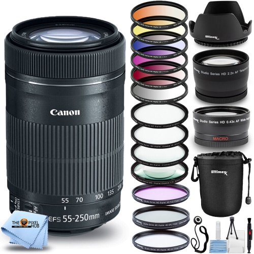 Canon EF-S 55-250mm f/4-5.6 IS STM Lens 8546B002 - 20PC Accessory 