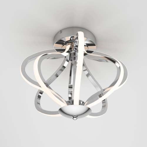 Meridian Modern Flush Mount Ceiling Light Fixture, Chrome