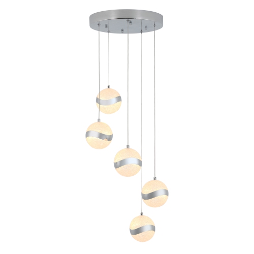 Wavey Modern Pendant Light Fixture, Chrome