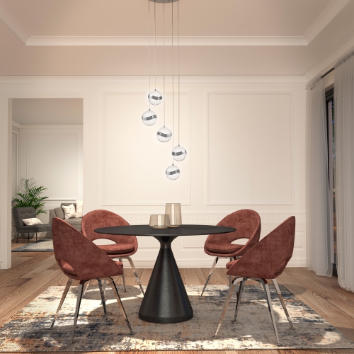 Wavey Modern Pendant Light Fixture, Chrome