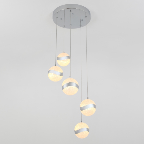 Wavey Modern Pendant Light Fixture, Chrome