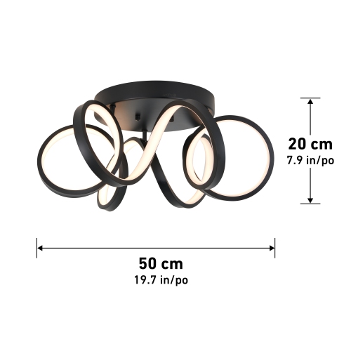Swirl Ribbon Modern Flush Mount Ceiling Light Fixture, Black