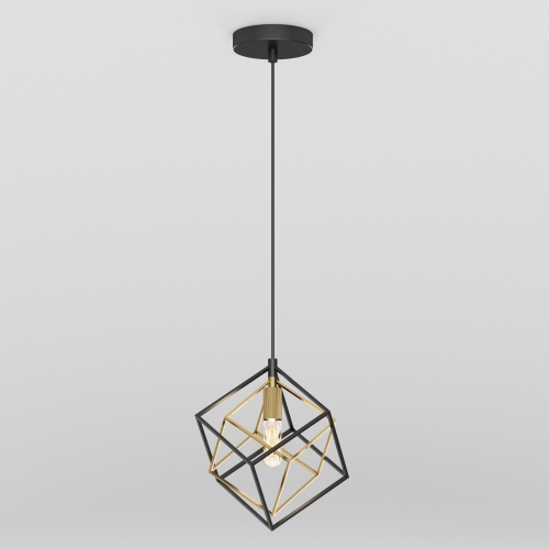 Imperium Modern Mid-Century Pendant Light Fixture, Black and Gold