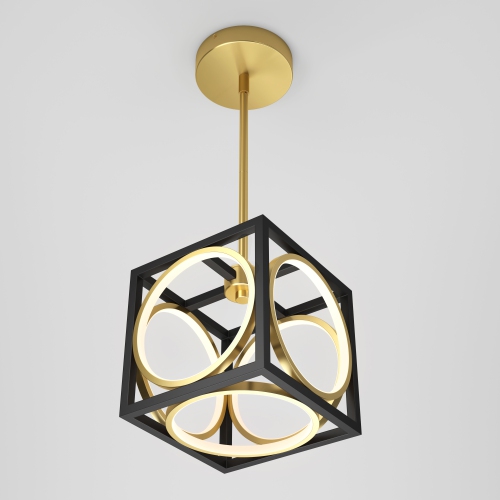 Astoria Modern Chandelier, Black and Gold