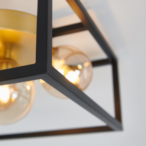 Griffintown Modern Flush Mount Ceiling Light Fixture, Black and Gold