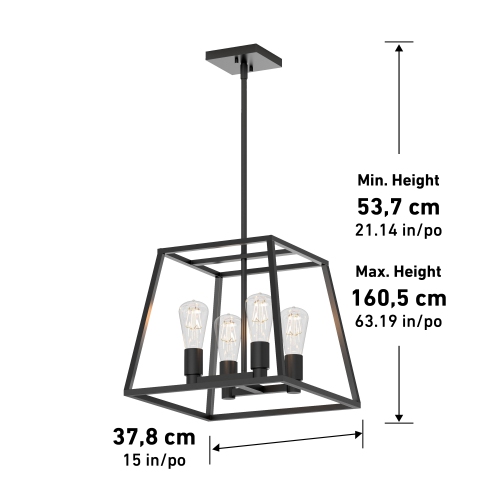 Carter Modern Mid-Century Chandelier, Black